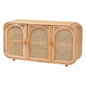 bali & pari Evania Bohemian Natural Rattan 3-Door Storage Cabinet